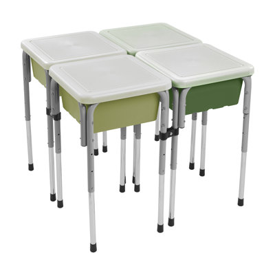 ECR4Kids 4-Station Sand and Water Adjustable Height Table, Sensory Bins