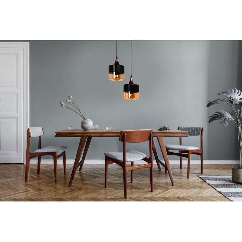 Lustre industriel, hauteur réglable, structure en métal noir, revêtement cuivre | 7,1 pouces de diamètre x 25,6 pouces de hauteur | Douille E27, 40 W maximum | Parfait pour les décors scandinaves et modernes, conception élégante en verre