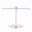 Table de salle à manger moderne en verre minimaliste carrée avec base en métal à colonne unique-961444061