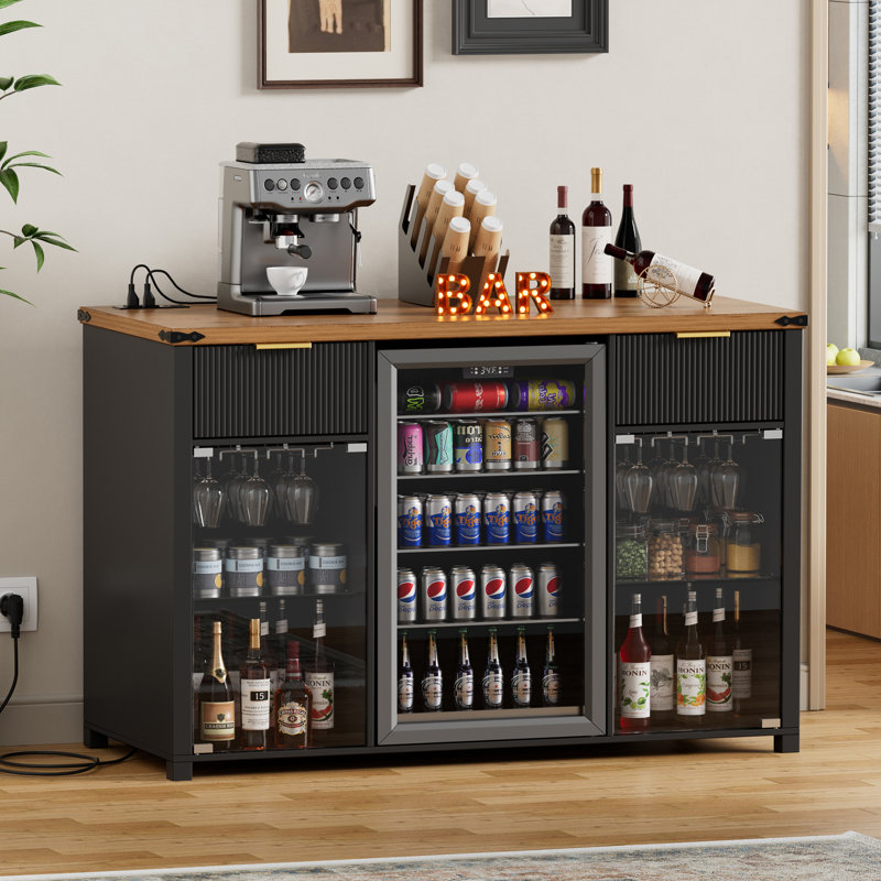 53.1" Coffee Bar Cabinet With Fridge Space