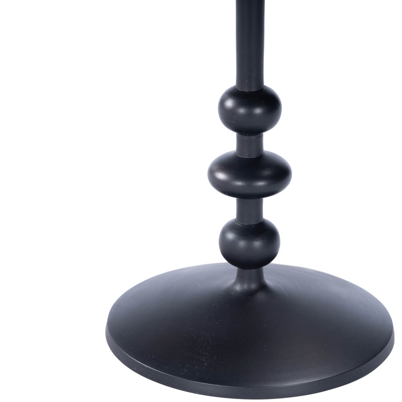 Zora Distressed Iron Pedestal Side Table, Matte Black