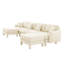 Canapé 4 places Boucle avec accoudoirs distinctifs en forme de coquillage, 2 repose-pieds amovibles et pieds cylindriques - enveloppé de tissu-1948574893