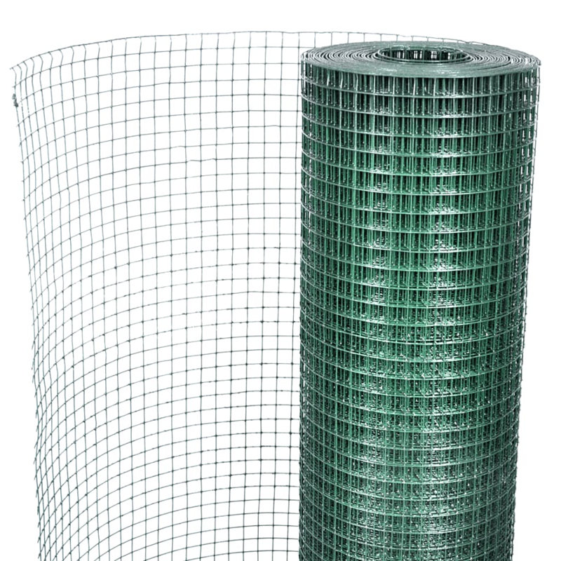Chicken Wire Fence Galvanised with PVC Coating, 25 x 1 m, Silver, 25 x 25 mm