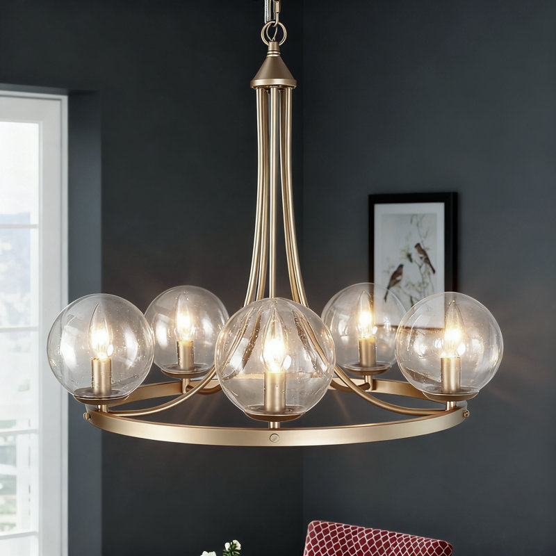 Lougene 5 - Light Ring Modern Chandelier With Globles