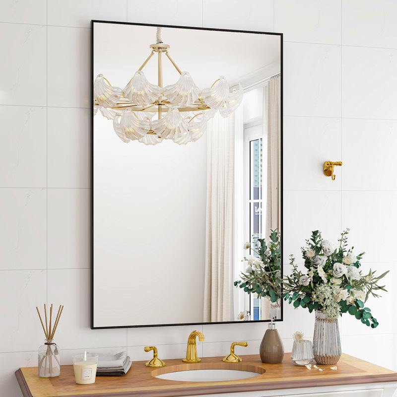 Grand miroir mural en aluminium, Noir, 28 po x 20 po