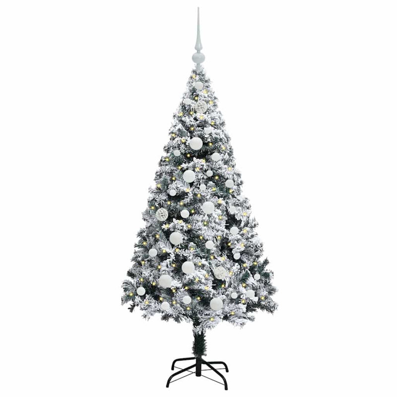  Artificial Christmas Tree with 150 LEDs with Stand Green 150 cm, White