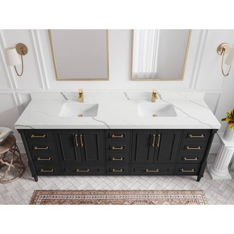 Aberdeen Bathroom Vanity, Calacatta Laza, Black