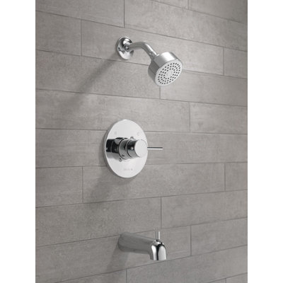 Ensemble de robinet de baignoire et de douche Modern 14 Series, ensemble de pomme de douche et poignée chromées, ensemble de garniture de valve, chrome (valve non incluse)