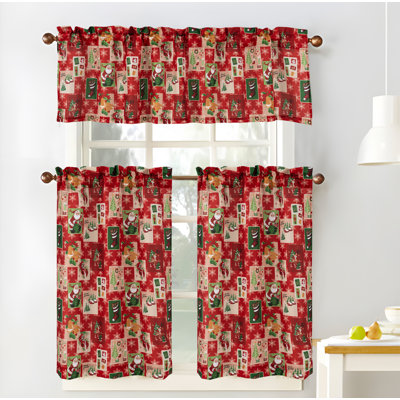 Vintage Patch Christmas Kitchen Curtain Set