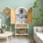 Arched Flower Carved Door Accent Sideboard Cabinet