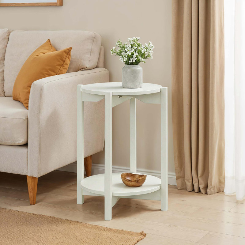 Table d'appoint ronde de style transitionnel avec tablette ouverte