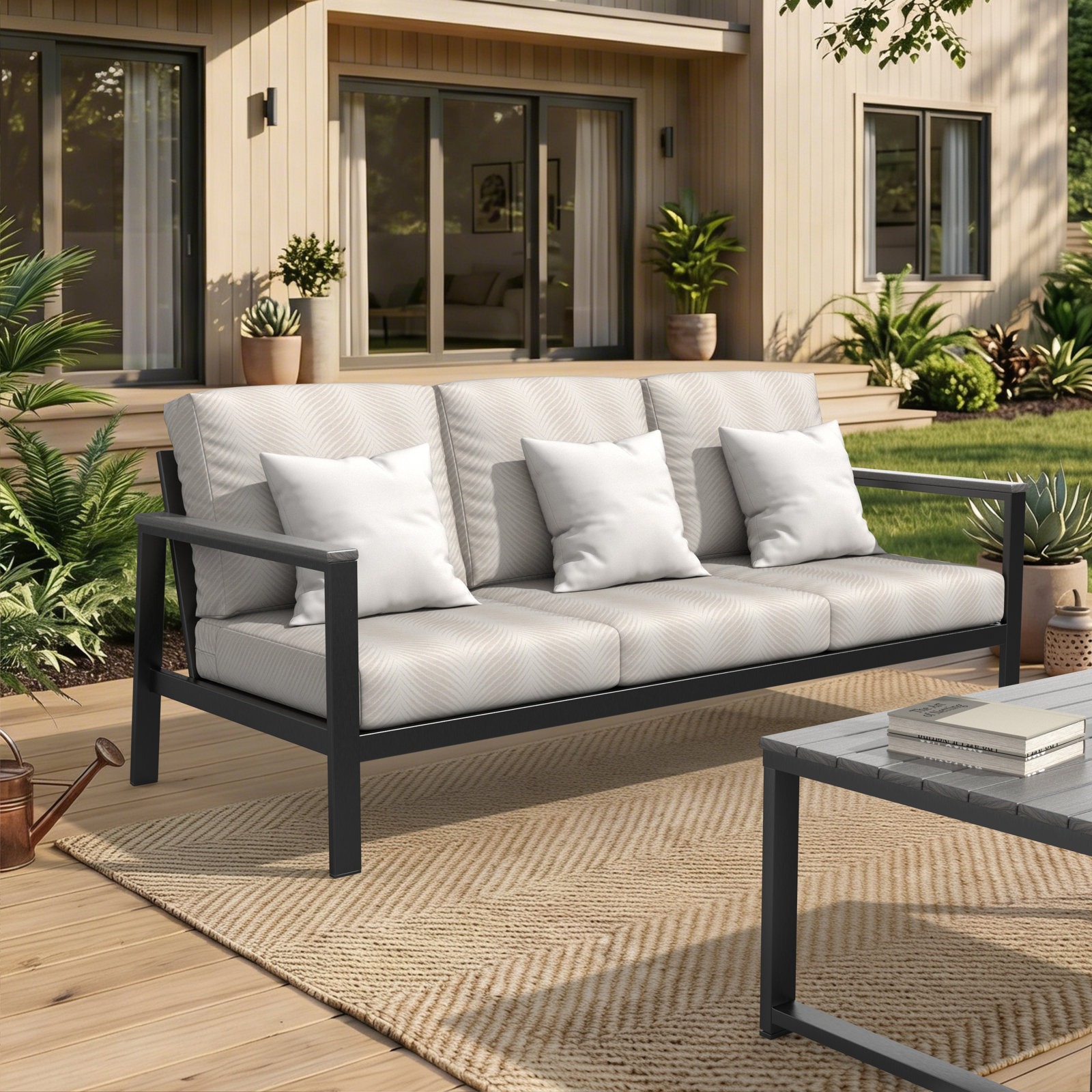 Townsend 80" Sunbrella® Patio Sofa, Sunbrella® Clock Out Cloud, Yes, Coastal Gray