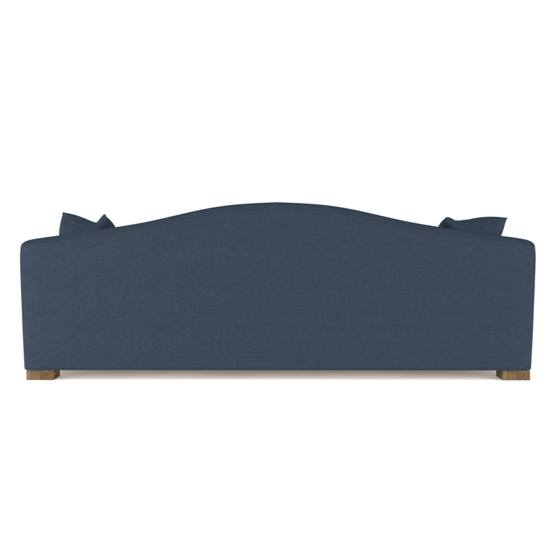 Horatio Camelback Taper Curved-Arm Sofa, 33" H x 108" W x 36" D, Weathered, Box Weave Linen Bluebell