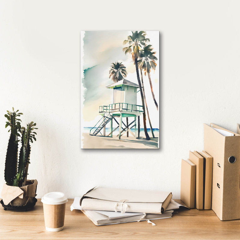 «Boho Beachy Lifeguard Stand 2» par Petals Prints Design, art mural sur toile, H 18 po x l 12 po x P 0,75 po