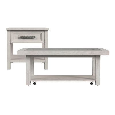 Raytcho 2PC Occasional Table Set In Antique White-Coffee Table & End Table