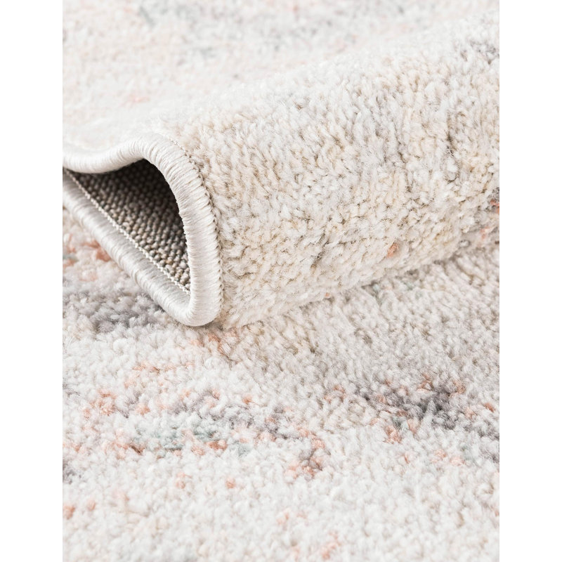 Hagood Oriental Area Rug in Ivory/Gray/Pink