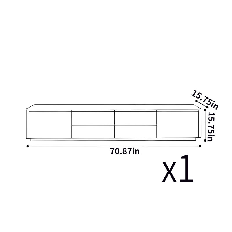 Minimalist cream style TV stand, Brown/White Grey, 70.87" W