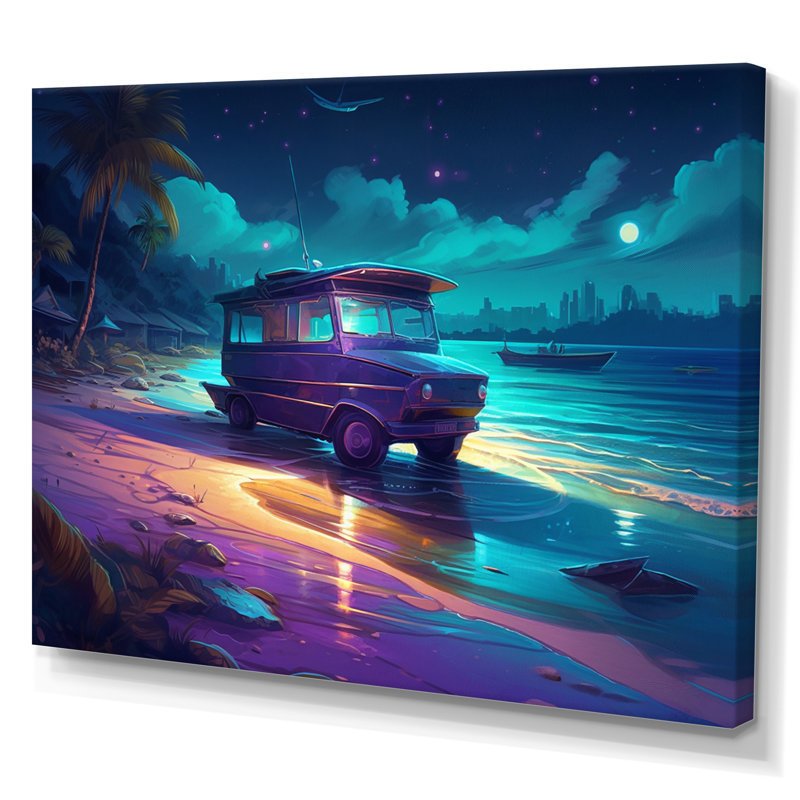Beachside Camping II - Imprimé, H 12 po x l 20 po x P 1 po, Toile tendue