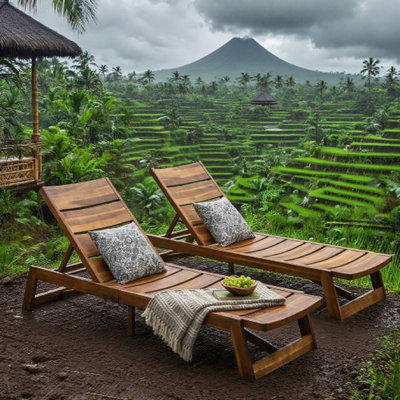 Ensemble de 2 chaises longues d'extérieur Maki parfaites pour le patio