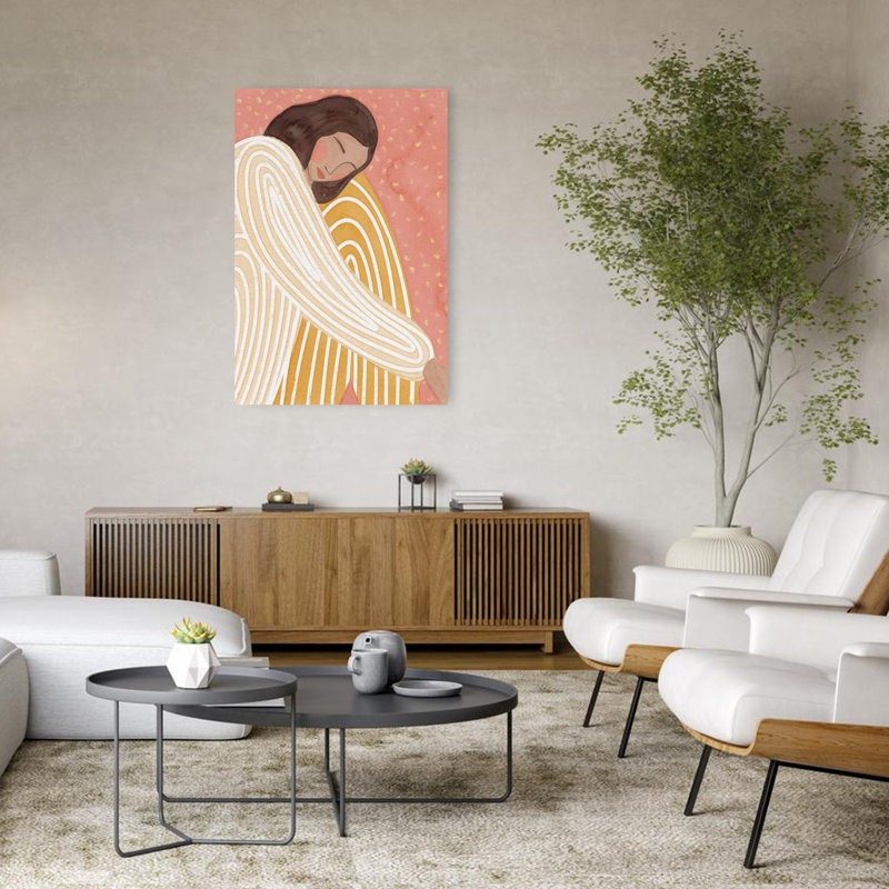 «Cozy Embrace Peaceful Serene», art mural abstrait, 48" H x 32" W
