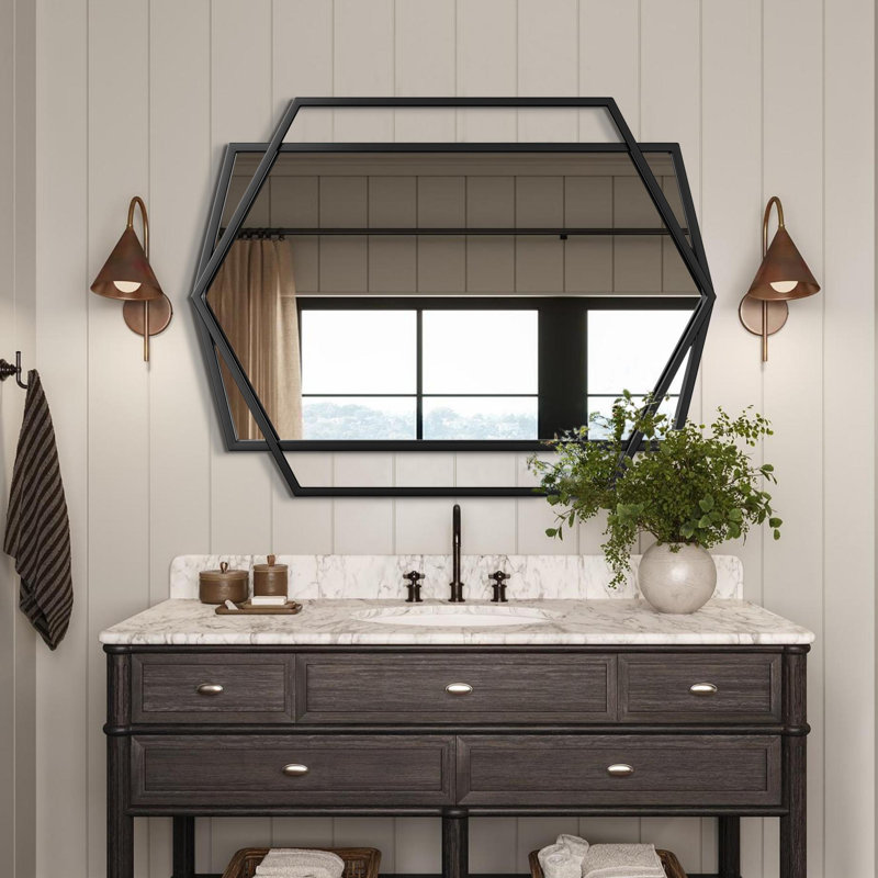 Miroir mural Hexagon, 40 po x 30 po