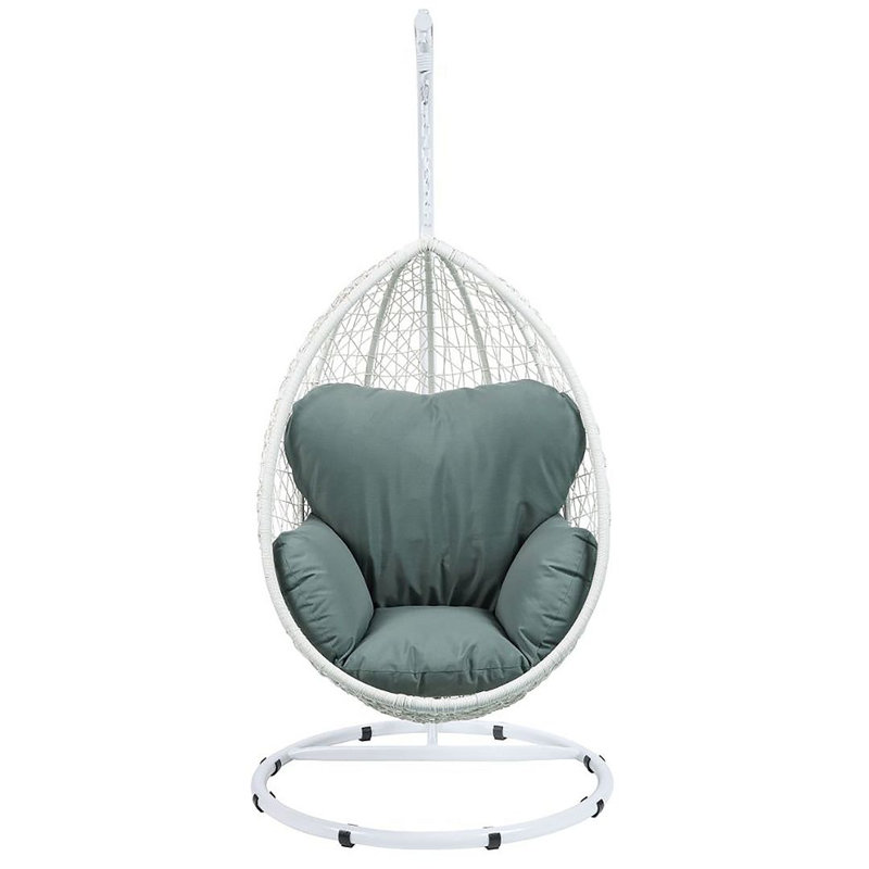 Balancelle avec support Burchett, Blanc / bleu sarcelle