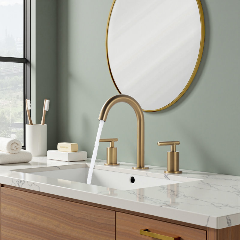 Widespread Faucet 2-Handle Bathroom Faucet With Drain Assembly, Brushed Gold