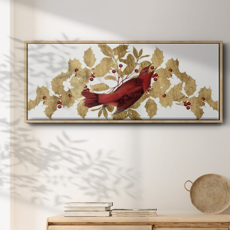 Red Bird Christmas Collection D- Framed Canvas, 20" H x 50" W