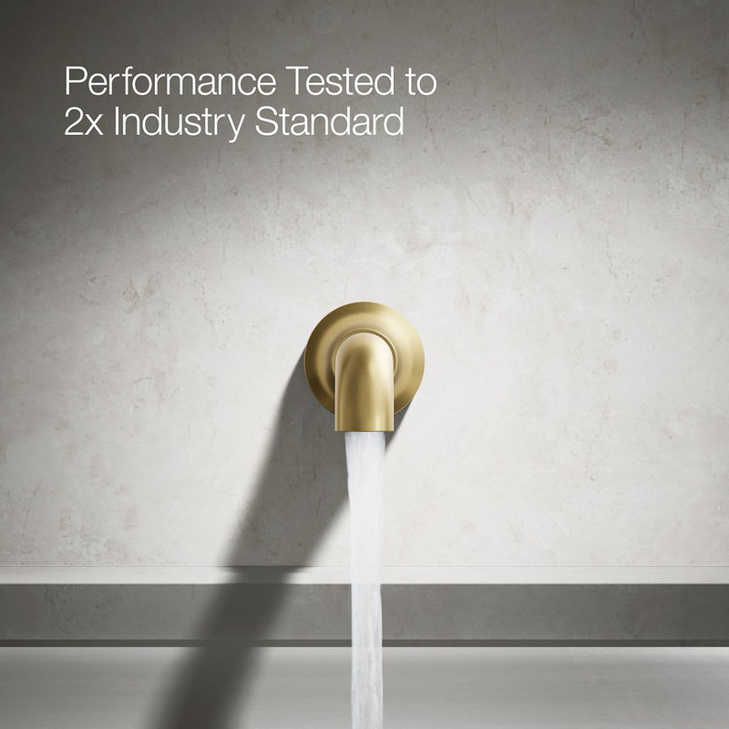 Tone Wall-Mount Non-Diverter Bath Spout, Vibrant Brushed Moderne Brass