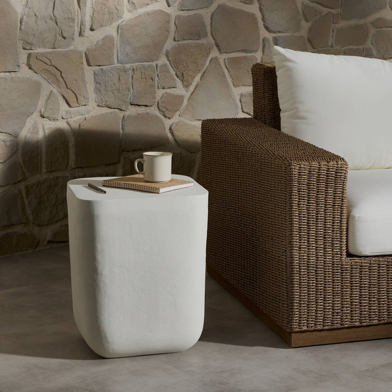 Abramson Square Metal Outdoor Side Table , 14.5'' in. W 14.5'' in. D, Matte White
