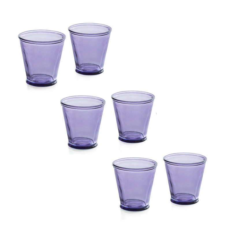 Gobelets en verre recyclé, ensemble de 6, Lilas