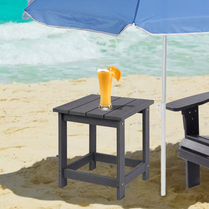 Denarrius Square Outdoor Side Table, Gray