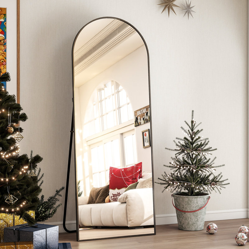 Miroirs muraux surdimensionnés arqués, Noir, 64 po x 21 po