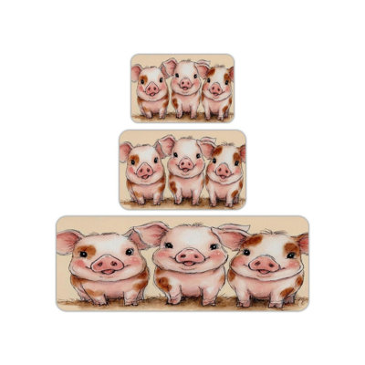 Mignon ensemble de 3 tapis de cuisine aquarelle