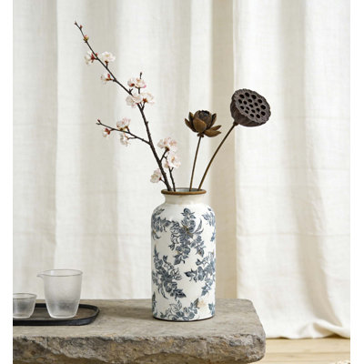 Vintage Inspired Ceramic Vase With Classic Silhouette And Floral Motif For Home Decor