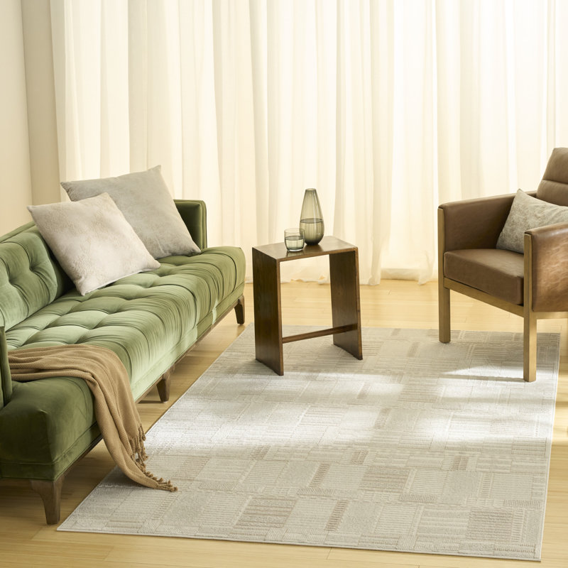 Tapis d'intérieur moderne ivoire Ebern Designs Ebuns, Rectangle 4pi x 6 pi