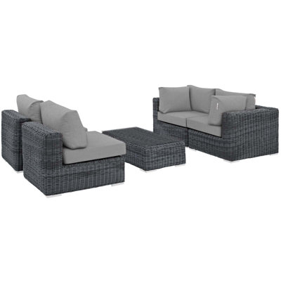 Invite 5 Piece Outdoor Patio Sunbrella Sectional Set by Modway by Modway