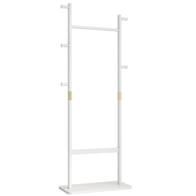 Solid Wood Freestanding Coat Rack, White Finish, Space-Saving Clothes Hanger For Entryway, Bedroom & Living Room, 70.8” Tall