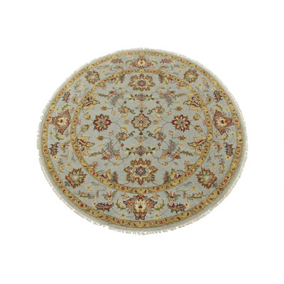Mynevere One-of-a-Kind 5' X 5' New Age Round Wool Area Rug Blue