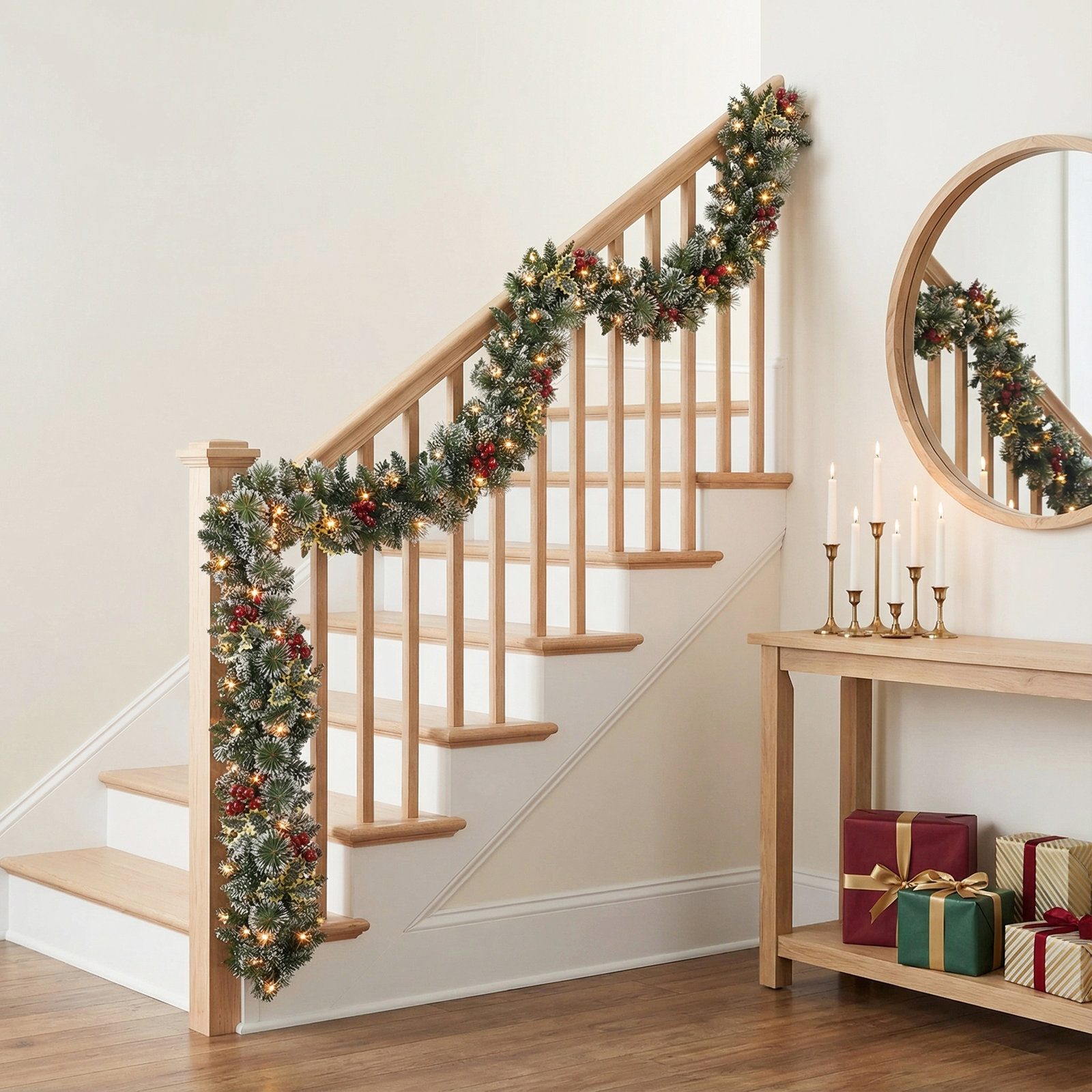 118'' in. Lighted Faux Pine Garland