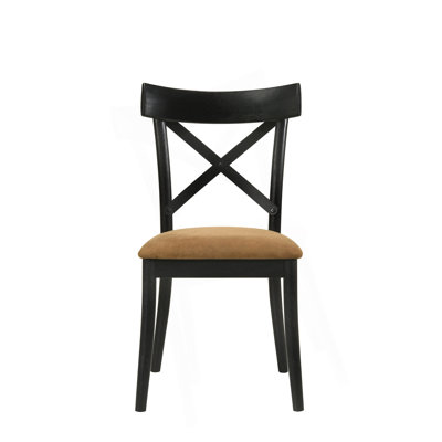 Hillary Brown Leather Aire, Walnut & Black Finish Side Chair (Set Of 2)