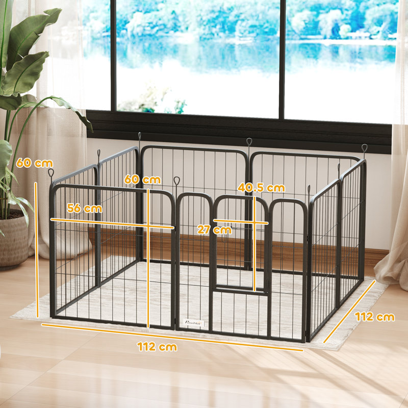 Dog Playpen with Door for Indoor Outdoor, 60'' H x 112'' W x 112'' D