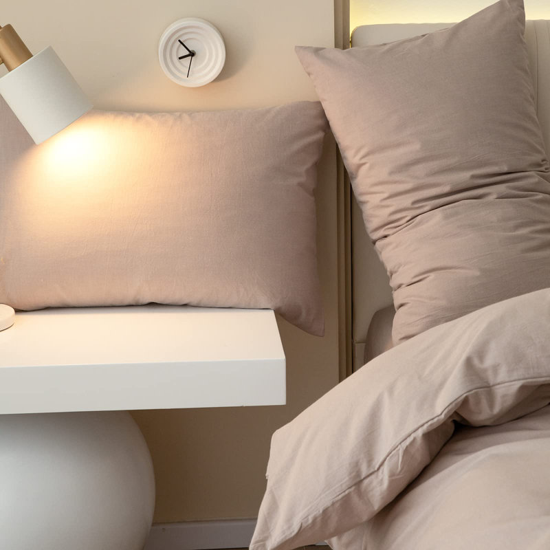 King Beige Washed Cotton Duvet Cover Set