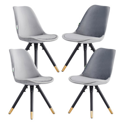 Domek Modern Velvet Dining Chair - Upholstered Upper body with Coated Metal Legs - Side Chair for Dining Room Kitchen Living Room - Single