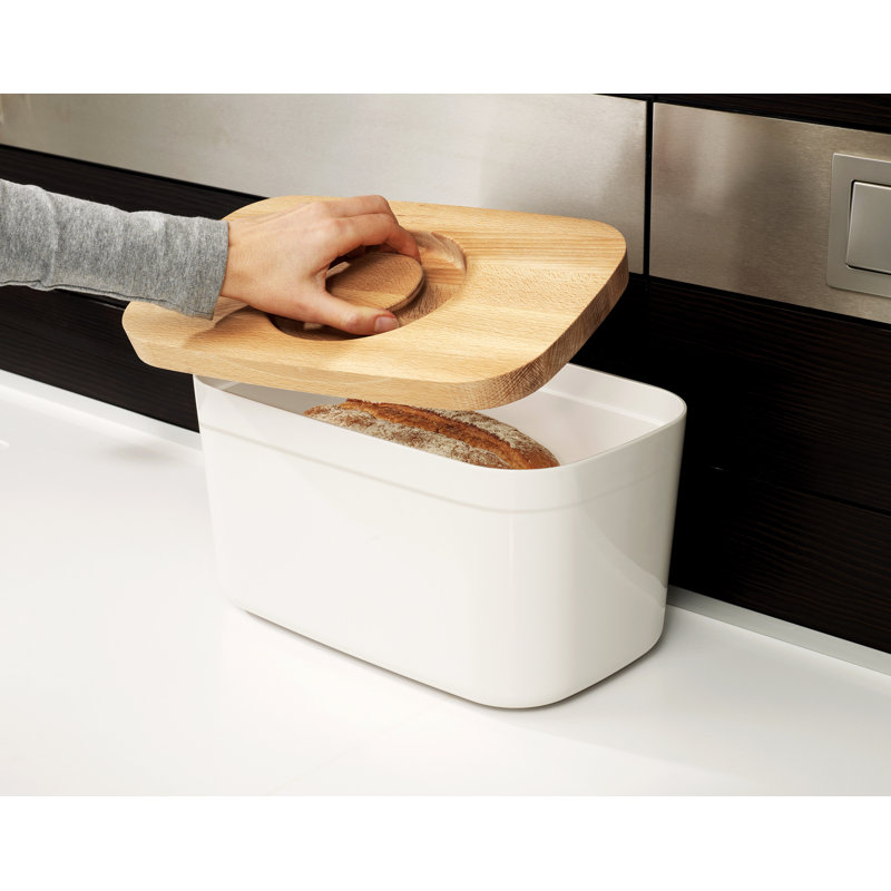 Joseph Joseph Bread Bin With Bamboo Lid, White