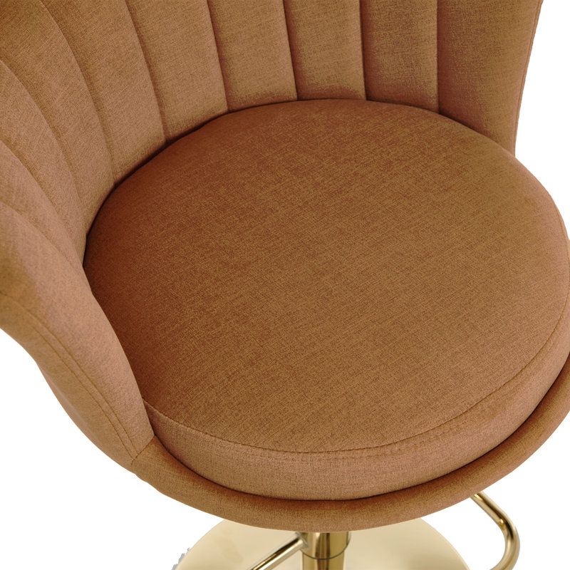 Ensemble de 2 tabourets de bar, avec repose-pieds chromé et base pivotante en velours à hauteur réglable et tabouret de bar simple doré - orange
