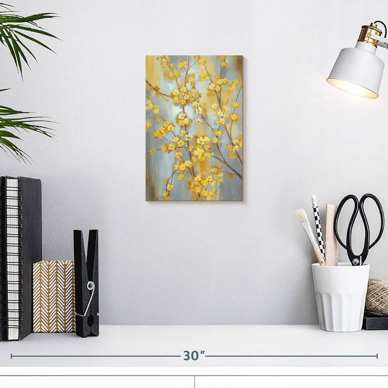 Branche de forsythia, H 12 po x l 8 po
