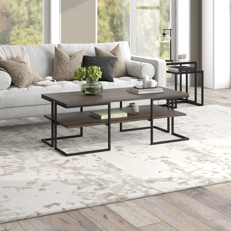 Sled Coffee Table with Storage, Blackened Bronze