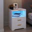 2 Drawer Bedside Table with Charging Station and Human Sensor Light-1263879216