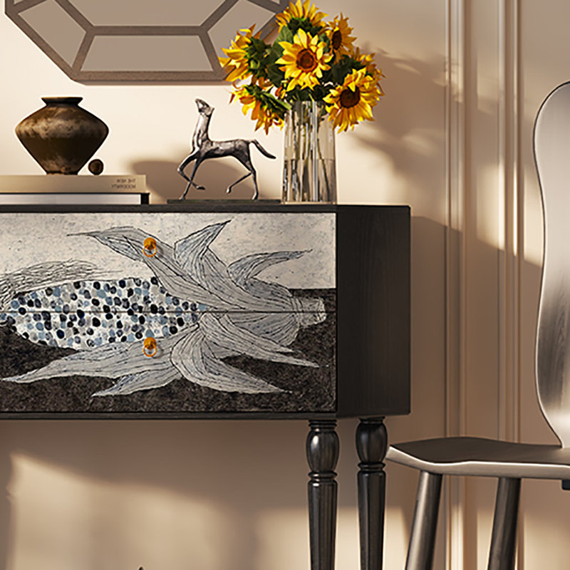 Buffet multifonctionnel 33,5 po, Noir/gris